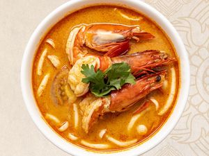 Red Tom Yum Soup with Tiger Prawns